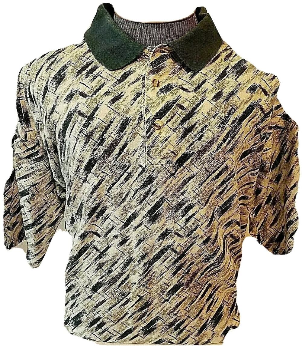 AM Player Mens Green White Short Sleeve Cotton Polo Golf Shirt Extra Large XL
